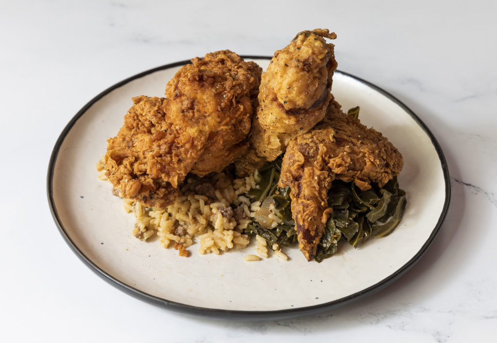In October you can order up Buttermilk Fried Chicken at Pecking Order, a new chicken focused spot at Finn. Hall. (Photo by Julie Soefer)