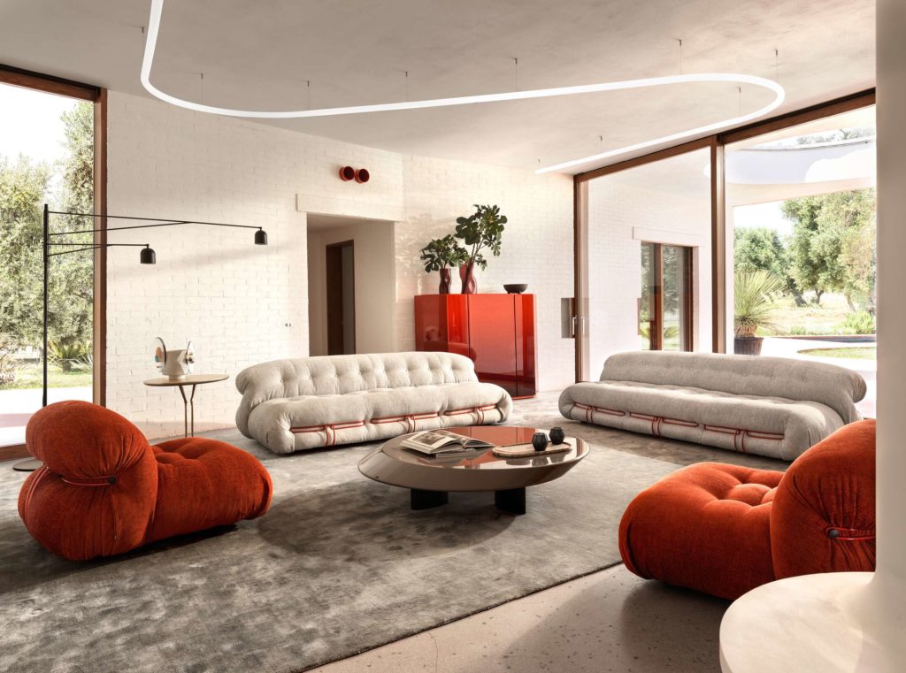 The contouring and curved shape of the Soriana sofa is impossible to miss. (Courtesy of Cassina)