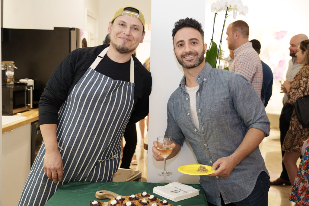 Chef German Mosquera, Amin Esmail at Urban Harvest's Cultivators launch event at Christopher Martin Gallery.