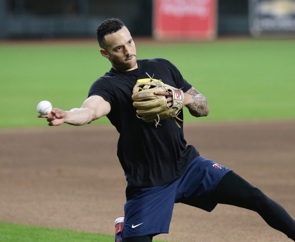 Carlos Correa is still getting his work in at shortstop for the Minnesota Twins. Still making highlight plays. (Photo by F. Carter Smith)