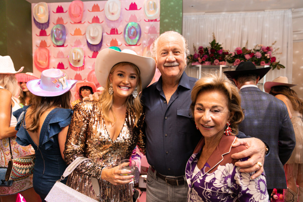 Frances Moody Buzbee with Larry & Mimi Levine at Buzbee's 30th birthday bash.  (Photo by Pixel Studio Productions)