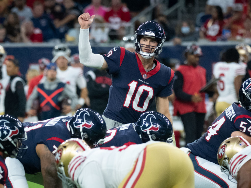 Davis Mills must make the Texans offense work this season. (Photo by F. Carter Smith)