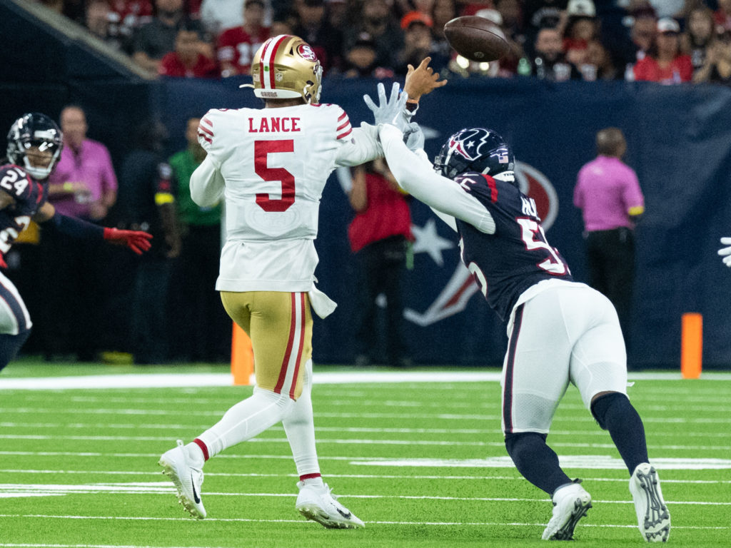 49ers quarterback Trey Lance has plenty to work on. (Photo by F. Carter Smith)