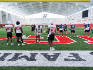 The University of Houston football team, led by head coach Dana Holgersen, held practice in their bubble.