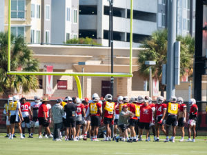 The University of Houston football team, led by head coach Dana Holgersen, held practice in their bubble.