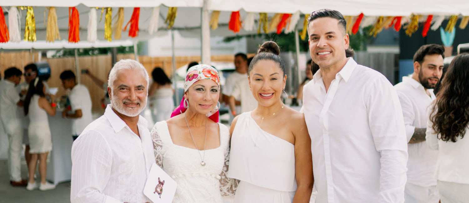 White Linen Night Wasim Khan & Fatema Khan, Nancy Almodovar & Jose Almodovar (Photo by Nan Studios)