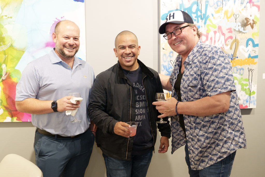 Zac Harmon, Daniel Ortiz, Matt Olds at Urban Harvest's Cultivators launch event at Christopher Martin Gallery.