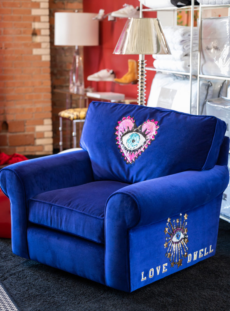 Peacock Alley's dreamy disco bedroom for Dwell With Dignity's 2022 Thrift Studio. (Photo by Aaron Dougherty)