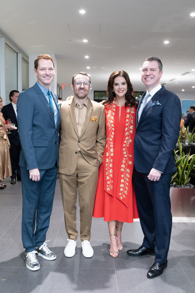 Brian McCulloch & Jeremy Garcia, Ann & Jonathan Ayre at the ROCO Revelry gala dinner at Porsche River Oaks. (Photo by Daniel Ortiz)
