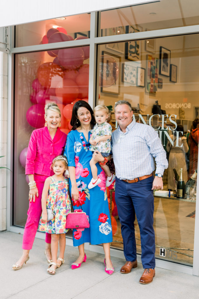 Frances Valentine founder and CEO Elyce Arons with Carrie Colbert & Mark Latham with their children, Elle and Luke at the boutique's first anniversary celebration