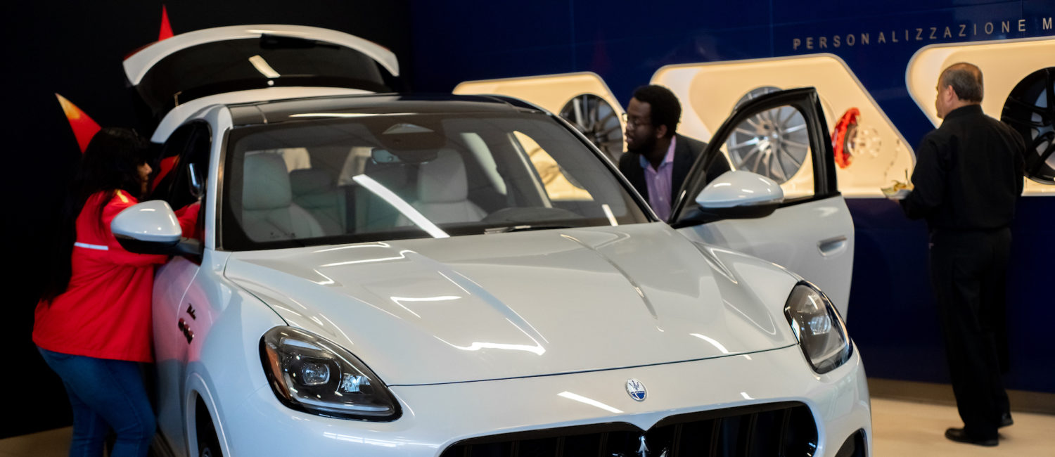 Guests at Helfman Maserati inspect the new Maserati Grecale. (Photo by Camille Simmons)