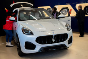 Guests at Helfman Maserati inspect the new Maserati Grecale. (Photo by Camille Simmons)