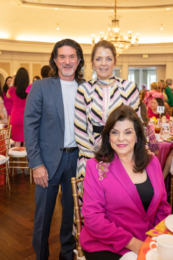 Gary Becker, Paige Fertitta, Laura Ward at the American Cancer Society Tickled Prink luncheon (Photo by Fulton Davenport) 