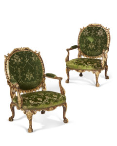 511 Image – A Pair of George II Mahogany And Parcel-Gilt Armchairs
