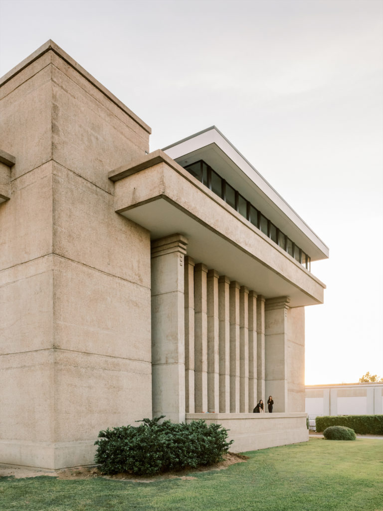 The former headquarters for Big Three Industries was designed in 1974 by architect Karl Kamrath after Frank Lloyd Wright’s Unity Temple in Oak Park, Illinois. Diane and Ray Krueger purchased the building in 2018 and converted the top floor into their penthouse. (Photo by Divya Pende)