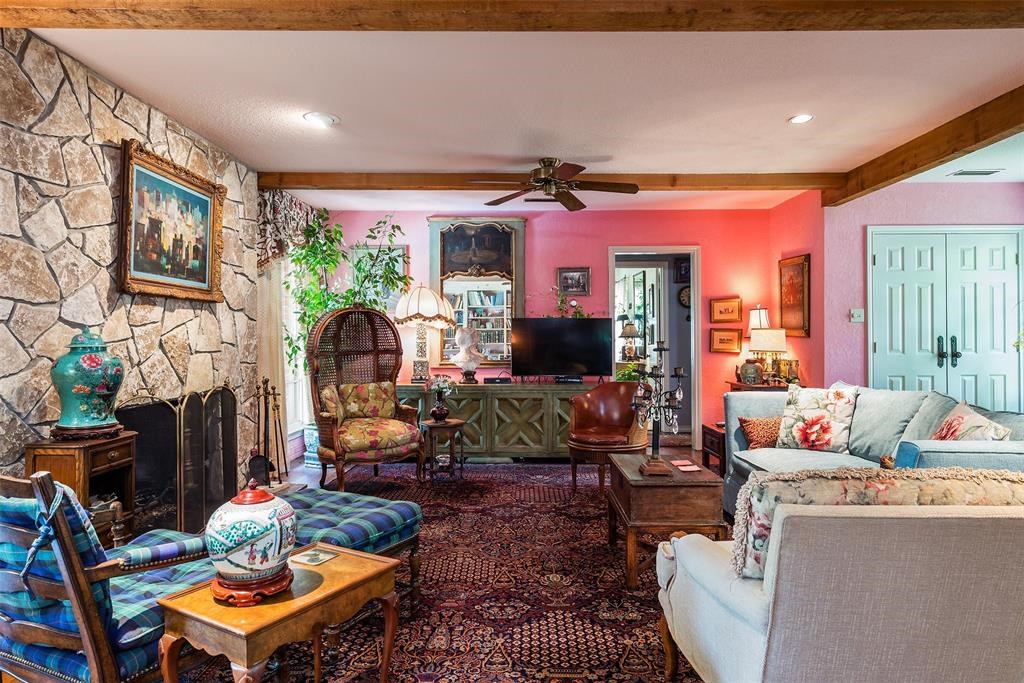 Previously owned by a prominent Dallas designer, the interiors are their own unique attraction. 