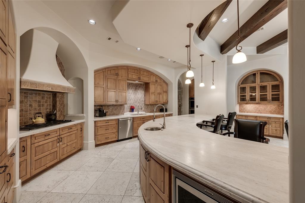 The kitchen has top of the line appliances.