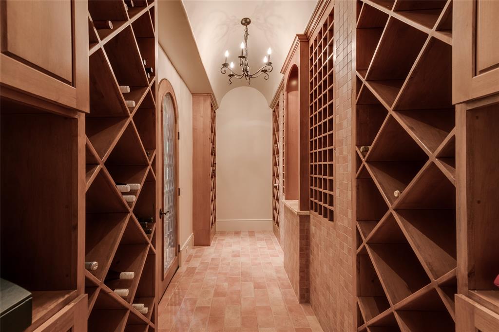 The home has a climate-controlled wine room.