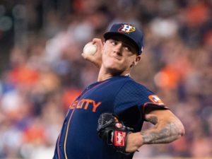 Houston Astros Hunter Brown won his major league debut pitching 6 innings of shutout ball against the Texas Rangers at Minute Maid Park Monday at Minute Maid Park