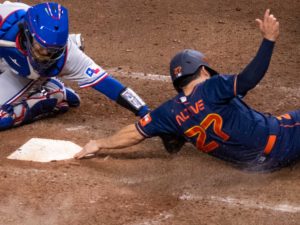 Houston Astros Hunter Brown won his major league debut pitching 6 innings of shutout ball against the Texas Rangers at Minute Maid Park Monday at Minute Maid Park