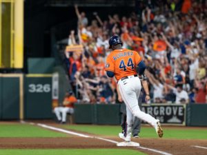 Houston Astros Just Verlander pitched five innings of no-hit ball while Jordan Alvarez blasted three homers against the Oakland A’s Friday at Minute Maid Park
