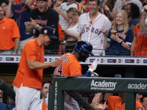 Houston Astros Just Verlander pitched five innings of no-hit ball while Jordan Alvarez blasted three homers against the Oakland A’s Friday at Minute Maid Park
