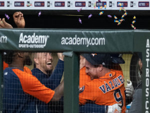 Houston Astros Just Verlander pitched five innings of no-hit ball while Jordan Alvarez blasted three homers against the Oakland A’s Friday at Minute Maid Park