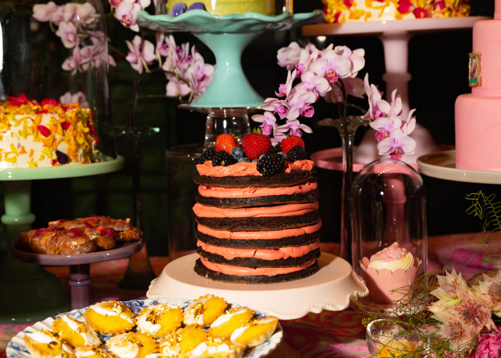 Layered cakes were among the sweet and savory delights served at the Vogue Vanguard breakfast at the Four Seasons Hotel New York Downtown. (Photo by Jason Sean Weiss/BFA.com. )
