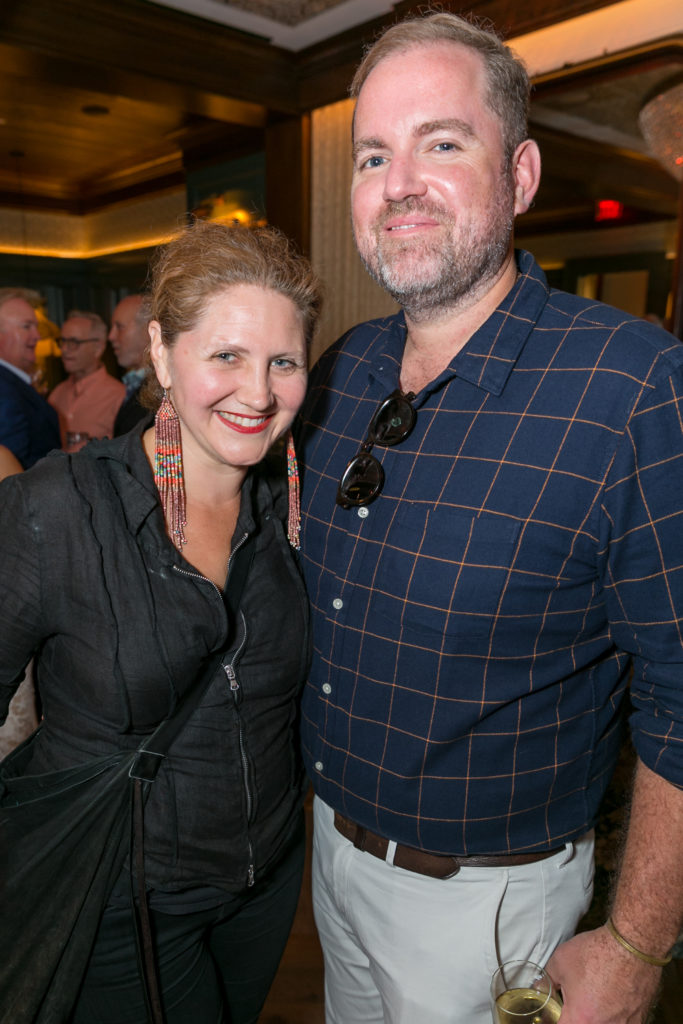 Claudia Solis, Jonathan Beitler at Orange Show Gala kickoff (Photo by Emily Jaschke)