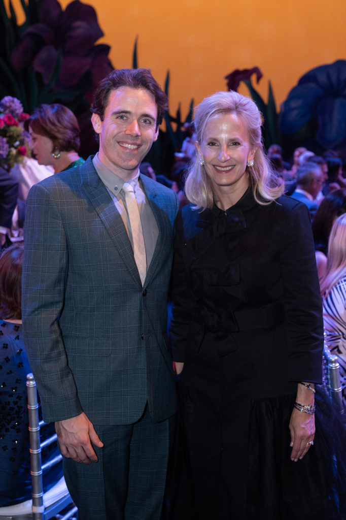 Houston Ballet principal Connor Walsh (Mr. Darling in 'Peter Pan') and dinner chair Christine Underwood at the Houston Ballet Opening Night Onstage Dinner (Photo by Wilson Parish) 