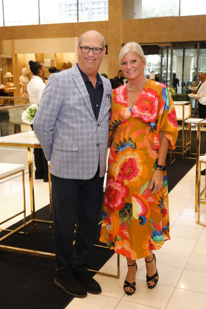 David Watson, Cheryl Russell at the Margot McKinney champagne reception at Neiman Marcus in The Galleria.
