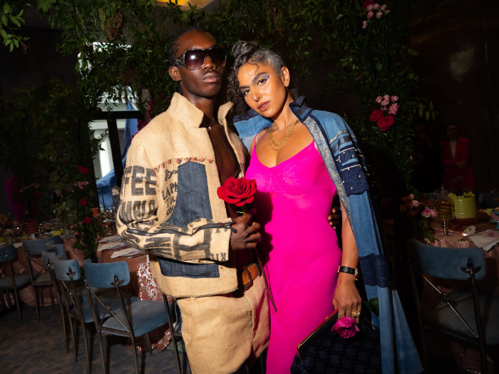 Model Elijah Daunte, Shari Siadat at the Vogue Vanguard breakfast at the Four Seasons Hotel New York Downtown (Photo by Jason Sean Weiss/BFA.com. )