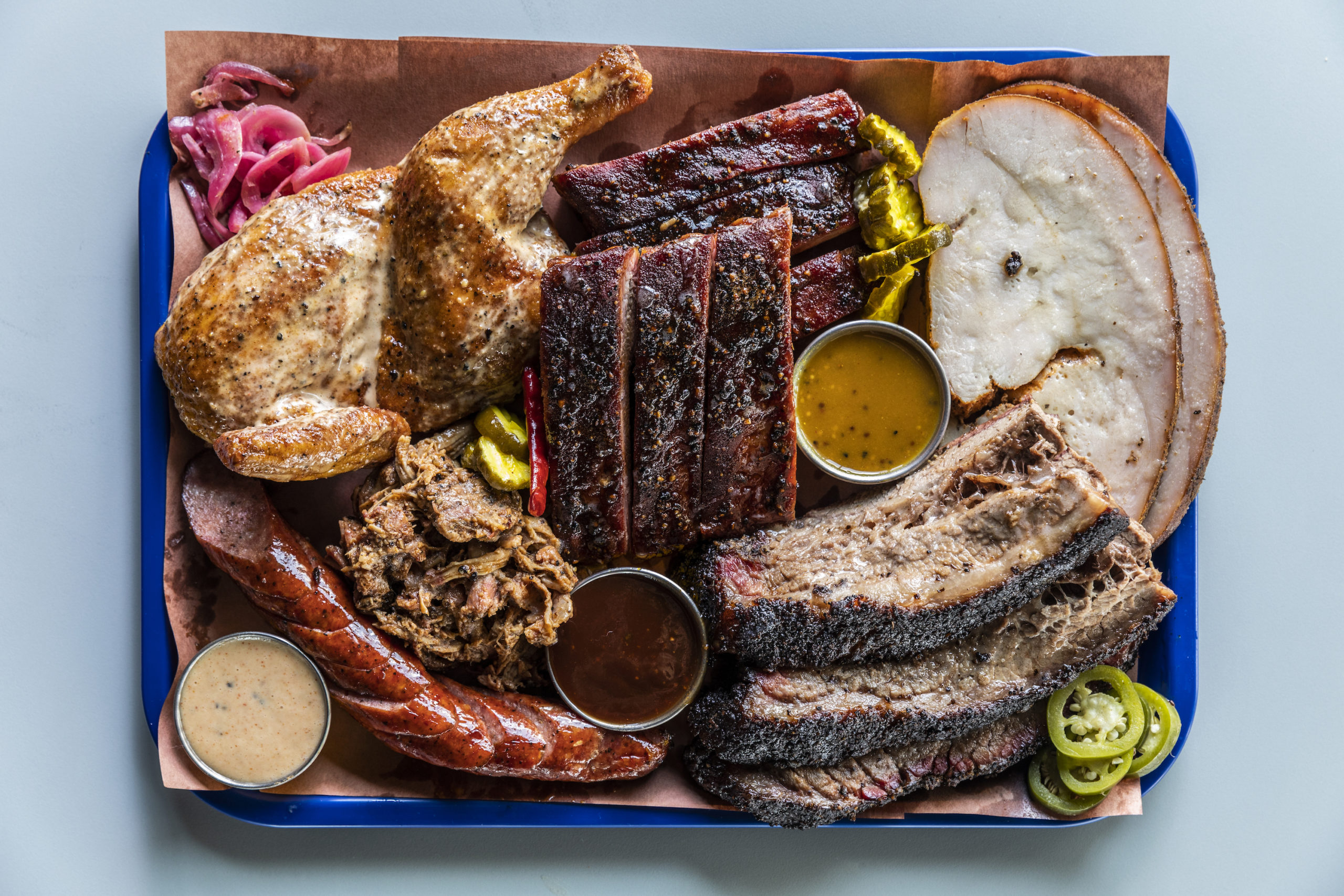 A close-up of some of Feges BBQ delicious dishes. (Photo by Julie Soefer)