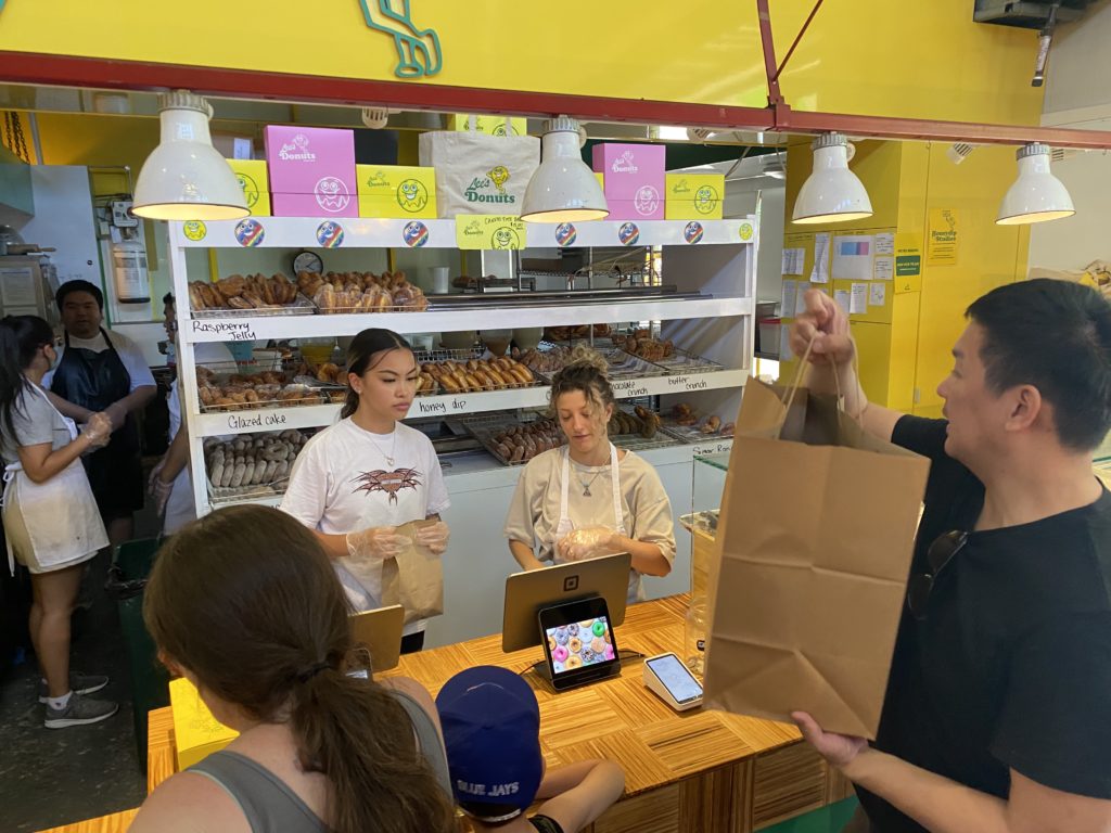The crazy, popular Lee's Donuts at the Granville Island Public Market, where visitors come from across the city and the globe. (Photo by Shelby Hodge)