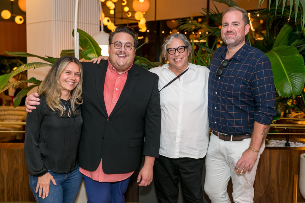 Jill Shaffer, Orange Show executive director Tommy Ralph Pace, Kat Mimms, Jonathan Beitler at Orange Show Gala kickoff (Photo by Emily Jaschke)