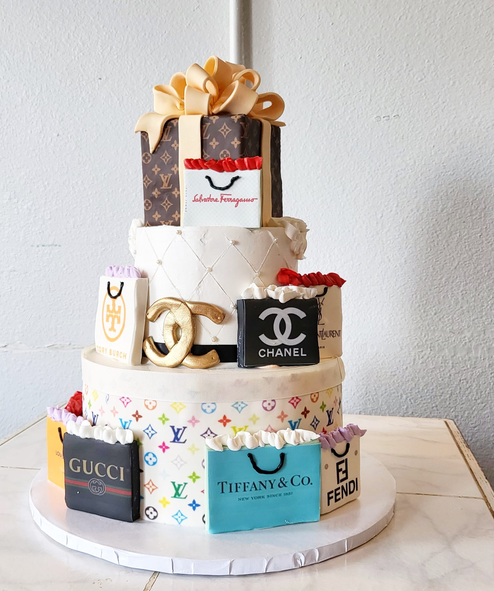 Chanel, Gucci And Louis Vuitton 3 Tier Cake 