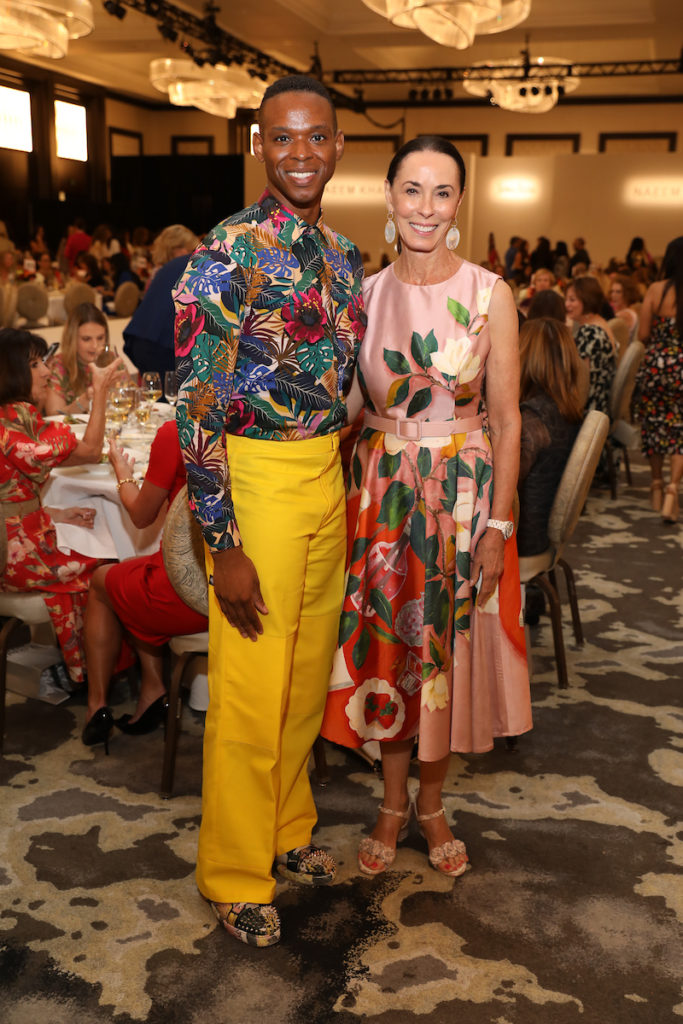 Neiman Marcus personal shopper Christopher Mitchell, honorary chair Sue Smith at the Best Dressed luncheon (Photo by Priscilla Dickson)