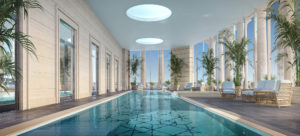 Interior view of the European spa-inspired pool atop 1661 Tanglewood.