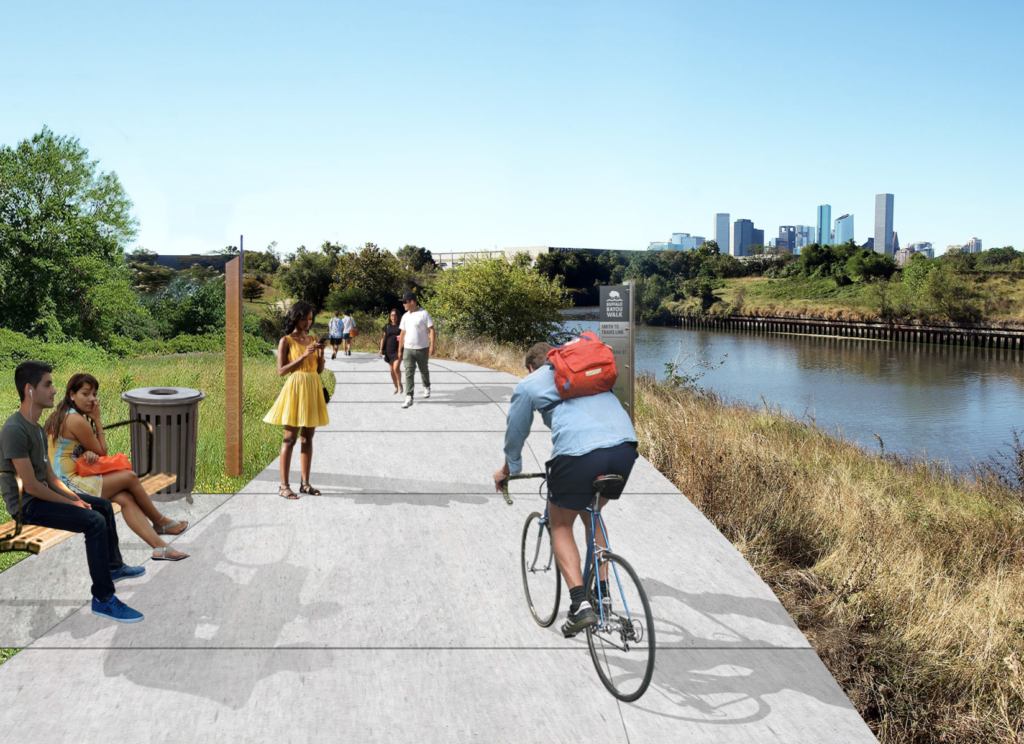 The Kinder Foundation’s $100 million gift to Buffalo Bayou Partnership accelerates the Buffalo Bayou East Master Plan. (Rendering of the plan from the Buffalo Bayou Partnership website)