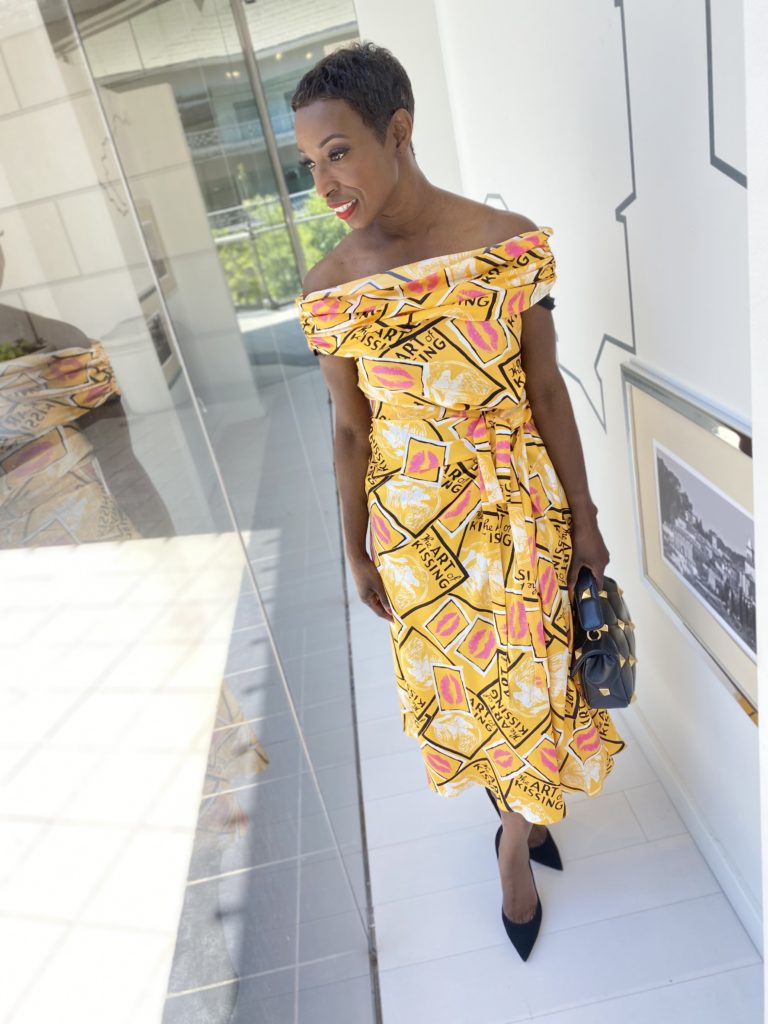 Off-the-shoulder and onto the dance floor with this Carolina Herrera party dress. (Photo by Sonya Woods Rose)