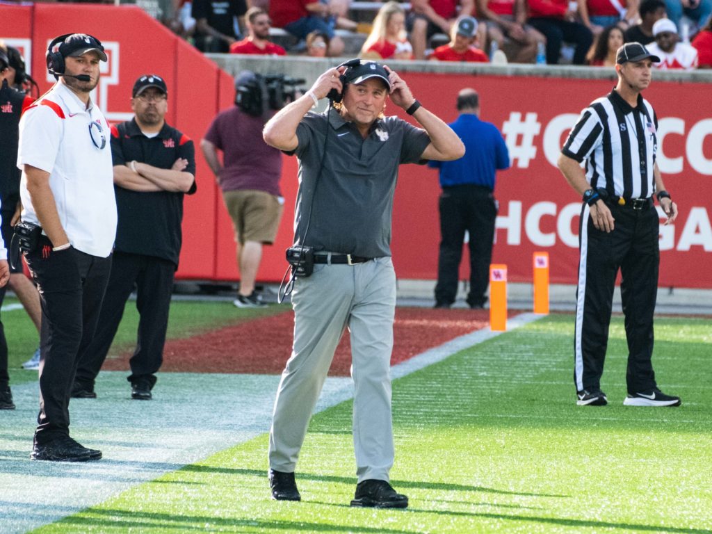 University of Houston coach Dana Holgorsen knows he’s in the spotlight. (Photo by F. Carter Smith)