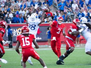 University of Houston Cougars lost to the Kansas Jayhawks in NCAA college football, Saturday at TDECU Stadium