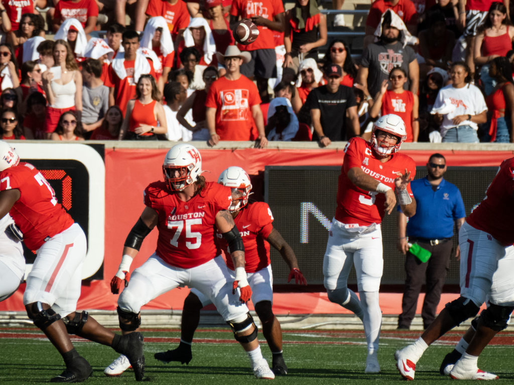 University of Houston quarterback Clayton Tune has had success when throwing the ball downfield.  (Photo by F. Carter Smith)