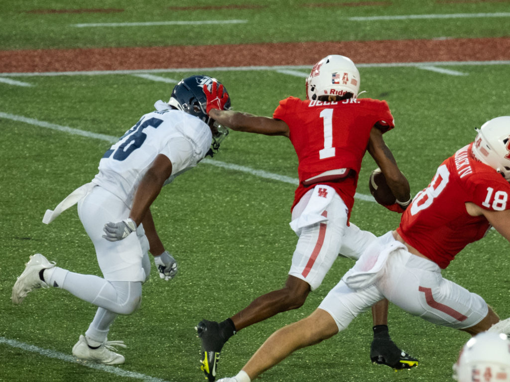 Former University of Houston receiver Nathaniel Dell just keeps making big plays and pushing obstacles out of his way.  (Photo by F. Carter Smith)