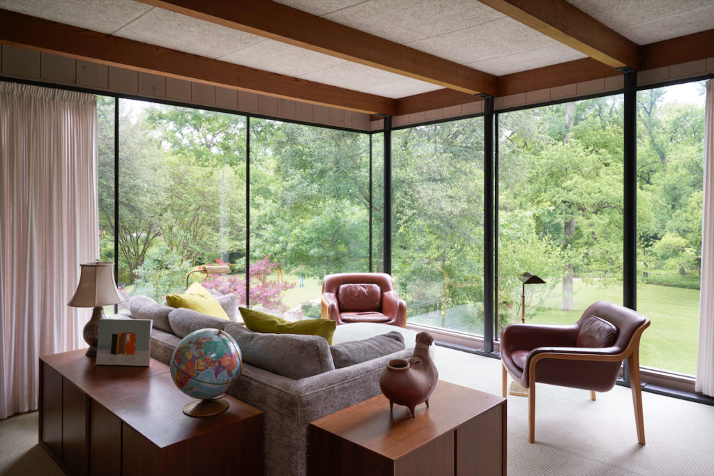 In Kevin Vogel's office, the walnut chests are from the estate of Clarence Roy, who was Valley House's original landscape architect. Small painting Mexico artist Omar Rodriguez-Graham. The ceramic is from the estate of Marvin and Joy Krieger. Pair of leather chairs are by Bill Stevens for the Yale School of Architecture (Photo by Pär Bengtsson / art direction by Michelle Aviña)