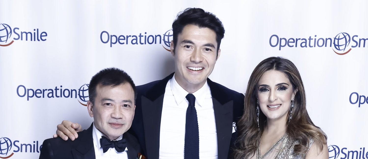 Viet Hoang, Henry Golding, Sneha Merchant at the Operation Smile gala.