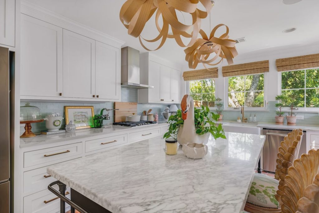 A Crate & Barrell island was a perfect fit for the cozy space. 