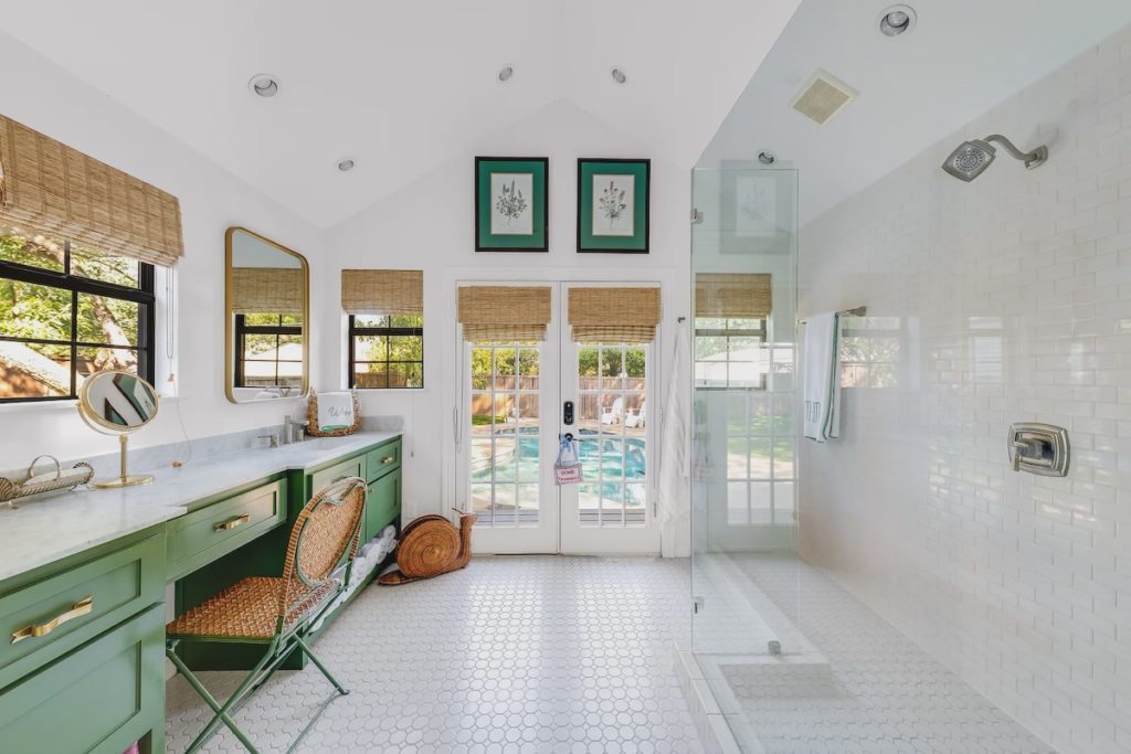 A sun-soaked master bathroom. 