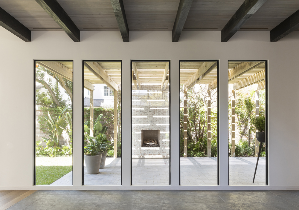 The primary living area of Carol Isaak Barden's The House of Many Palms at 4006 Essex Lane. (Photo by Julie Soefer)