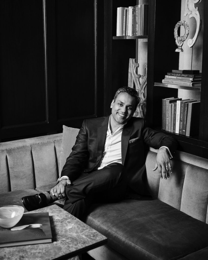 Vipin Nambiar of HN Capital Partners photographed by Jonathan Zizzo in the lobby of the Rosewood Mansion on Turtle Creek.